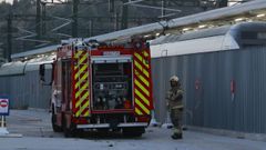 Los bomberos de A Coru�a acudieron a la estaci�n de tren por el humo que sal�a de un vag�n