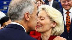 El primer ministro de Canad� y Von der Leyen, este jueves 
