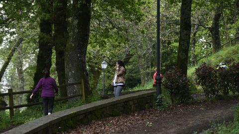 Gente caminando o haciendo deporte por el Paseo de Ponti�as en Lal�n
