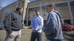 Ayer en San L�zaro, Secho Mart�nez y los capitanes Pablo Crespo y Samu Rodr�guez.