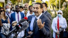 Saad Al Hariri, hijo del ex primer ministro libans, Rafik Hariri, en la rueda de prensa tras el fallo del Tribunal Especial para el Lbano sobre el asesinato de su padre hace quince aos