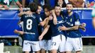 Sergi Enrich y Borja Bast�n, en primer plano, celebran el gol del primero ante el Levante