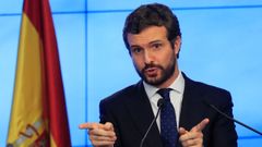 Imagen de Pablo Casado en la sede del PP en Madrid
