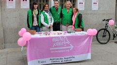 Voluntarios de la Asociaci�n contra el C�ncer en Ourense reparten informaci�n con motivo del d�a del c�ncer de mama.