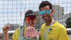 David Guiaz y Tea Andric, junto a su hija tras lograr sus respectivos triunfos.