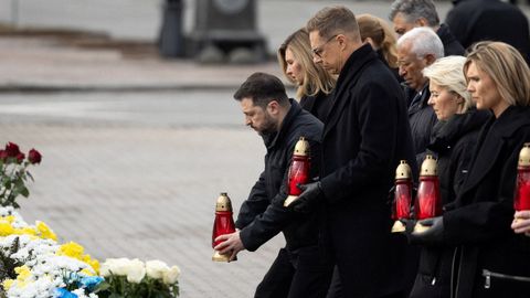 Zelenski, con los l�deres europeos recuerdan a los fallecidos en la guerra.