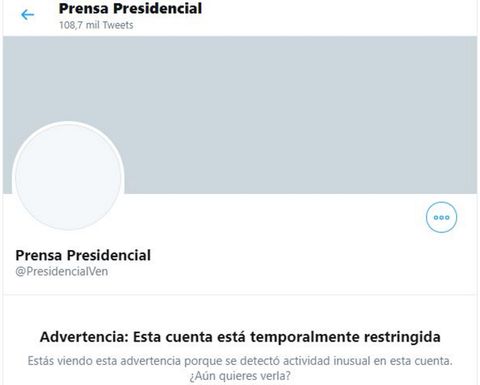 Cuenta de Twitter cancelada