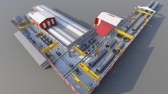 Aspecto de las instalaciones para la fabricaci�n de monopiles en Fene