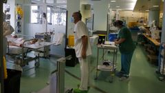 Unidad de reanimaci�n del hospital Montecelo, en Pontevedra, transformada en una unidad covid