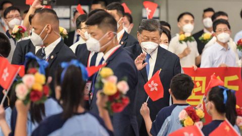 El presidente chino, Xi Jinping, ayer de visita en Hong Kong. 