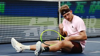 Davidovich celebra un punto durante la final de Shanghai ante Rafa J�dar