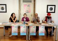 Dobarro, �lvarez, Balado y Paio, ayer en el museo de Lal�n durante la presentaci�n de Titirideza.