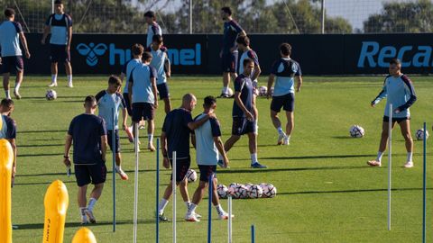 Futbolistas del Celta, en un entrenamiento.