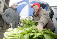 En el mercado de Foz se vendieron ayer grelos de las huertas mari�anas, de Abad�n y Vilalba. 