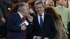 El presidente de la Xunta de Galicia, Alfonso Rueda, acudi este domingo al palco del Santiago Bernabu a ver el partido entre el Celta y el Real Madrid
