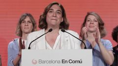 Ada Colau, durante su comparecencia tras conocer los resultados de las elecciones