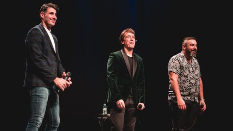 obra.De izquierda a derecha, los humoristas David Amor, Javier Veiga y Rober Bodegas