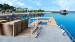 Recreaci�n de la plataforma y el edificio