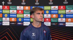 El jugador del Celta �lvaro N��ez, tras el partido ante el Omonia.