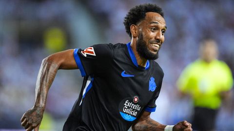 Pierre-Emerick Aubameyang, durante el partido entre el Deportivo y el M�laga en La Rosaleda