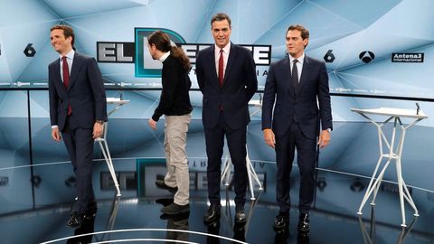 Casado, Iglesias, Snchez y Rivera, en un debate previo a las elecciones de abril