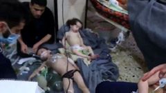 Imagen tomada de un v�deo que muestra a ni�os en un hospital tras un supuesto ataque qu�mico en Duma, Siria