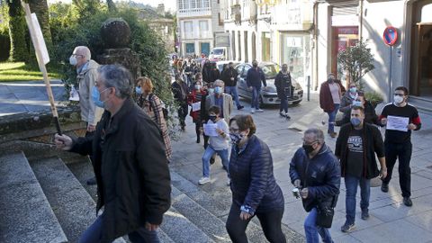 MANIFESTACI�N DE LA HOSTELER�A Y EL COMERCIO EN CALDAS DE REIS PARA PROTESTAR POR LAS RESTRICCIONES IMPUESTAS PARA FRENAR LA PANDEMIA COVID-19