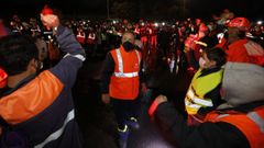 Protesta de los trabajadores de Alcoa en la entrada de la f�brica, el pasado 20 de octubre