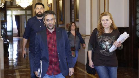 Xulio Ferreiro llegando al saln de plenos 