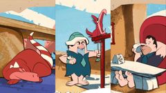 Personajes de la nueva campaa de CCOO de Asturies contra el peaje del Huerna: Aucalsaurios, Picacascos y Picapuente