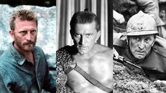Douglas, en tres de sus filmes m�s recordados: �El loco del pelo rojo�, �Espartaco� y �Senderos de gloria�