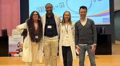De izquierda a derecha, Beatriz Moreno Torres, que colabora en la organizaci�n del programa en Lugo; el gestor Eche Anthony Anakor; la enfermera y gestora Mirella Silemovic y el subdirector de Procesos de Enfermer�a, Juan P�rez Pe�a.