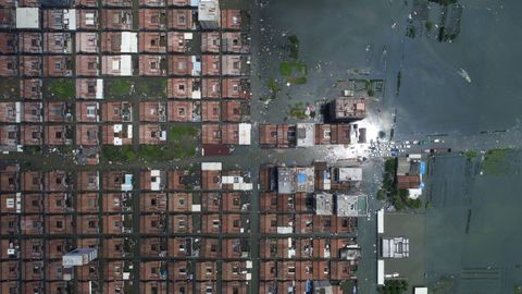 Casas sumergidas tras las fuertes inundaciones en Shantou, China (archivo)