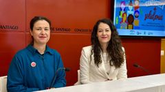 La presidenta de la Coordinadora Galega de ONGD, Mar�a Paz, y la concejala de Dereitos e Servizos Sociais, Mar�a Rozas, presentan Compostela m�is Solidaria