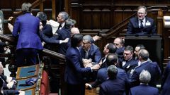 La bronca parlamentaria a punto estuvo de terminar en�enfrentamiento entre diputados del PD y Hermanos de Italia.