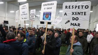 Una imagen de la protesta protagonizada por las flotas de O Grove y Cambados la semana pasada.
