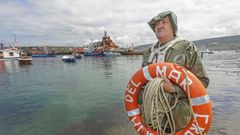 Luis Lema, en el simulacro de naufraxio de 2015