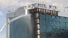 Incendio en la fachada del Hotel Nuevo Madrid