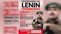 Cartel del acto de Lenin en A Coru�a y Ferrol