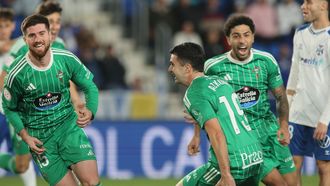 Zalaya celebrando el gol frente al Tenerife. 