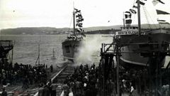 Botadura en Astano, en 1945