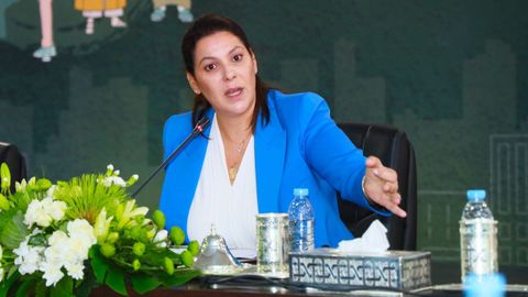 Fatima Zahra El Mansouri, durante una conferencia en Marrakech.