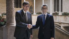 El presidente de la Generalitat, Salvador Illa, durante la reunin en el palacio de la Generalitat con el ministro de Justicia, Flix Bolaos.