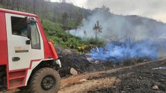 Un aspecto de los trabajos de extincin del incendio forestal