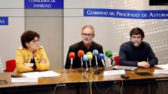 El director general de Salud P�blica, Rafael Cofi�o (c), junto a la gerente del Servicio de Salud del Principado de Asturias (Sespa), Concepci�n Saavedra (i), y al jefe del Servicio de Vigilancia Epidemiol�gica, Ismael Huerta (d),