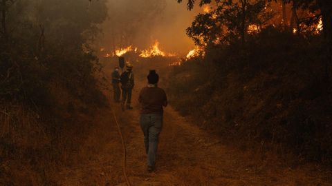 Incendio forestal en Fumaces, en el concello de Ri�s