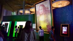 Una reproduccin de La Gioconda con miles de fotos de carn recibe a los visitantes de la Domus coruesa.