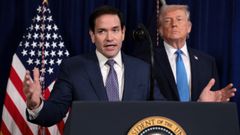Marco Rubio durante la comparecencia de Trump en Mar-a-Lago