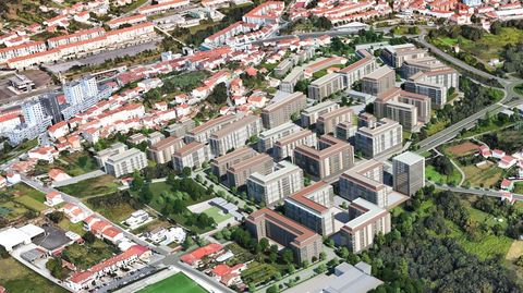 Recreaci�n del proyecto urban�stico de Mallou, con un edificio de trece alturas y una zona de transici�n hacia las viviendas ya existentes