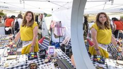 Patricia Mart�nez en el mercado de PortaAm�rica, donde une sus dos facetas: creadora y periodista que encuesta a clientes.